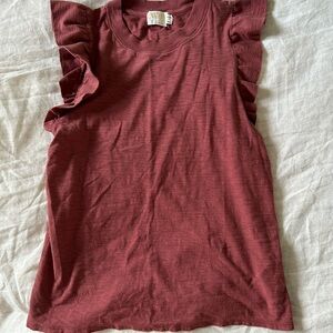 Women's Ruffled Sleeve Top - light burgundy/dark mauve